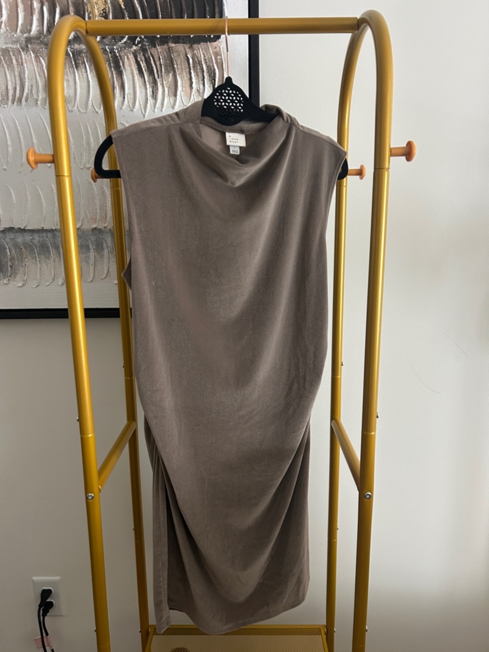 a new day Taupe Sleeveless Draped Midi Dress